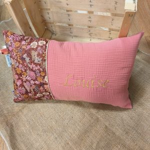 Coussin personnalisé Liberty Ciara - gaze de coton marsala