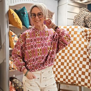 Sweat Loose Ethnique fond rose