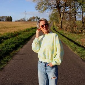 Sweat Loose Floral fond bleu