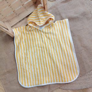 Poncho rayé jaune blanc