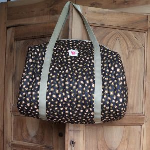 Sac Poppins Léopard noir/kaki/rose