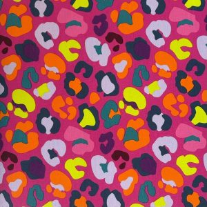 Tissu French Terry Léopard coloré fond rose