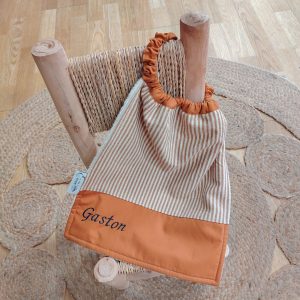 Serviette élastique rayures - camel