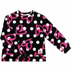 Sweat cœur rose et fond noir poids