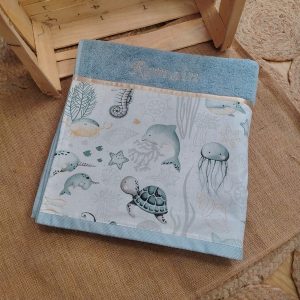 Drap de bain  océan - éponge - bleu - glacier