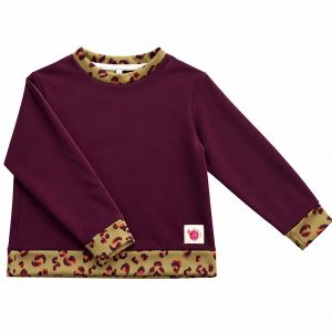 Sweat aubergine - léopard vert kaki