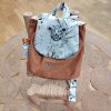 Sac à dos maternelle animaux - savane - bleu - vert - velours - camel