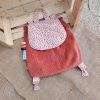 Sac à dos maternelle fleuri - rose - velours - terracotta