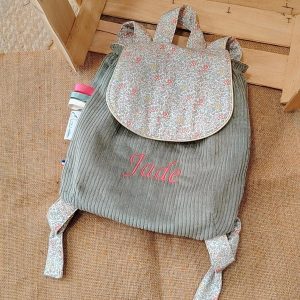 Sac à dos maternelle liberty- katie- millie - velours - vert