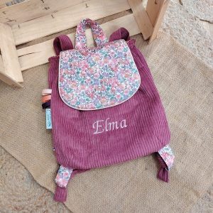 Sac à dos maternelle liberty- sandra - spring - velours - bordeaux - clair