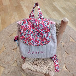 Sac à dos maternelle liberty- wiltshire - rouge - velours - lilas