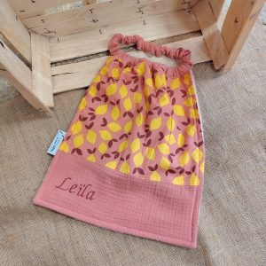 Serviette élastique citron - double - gaze - marsala