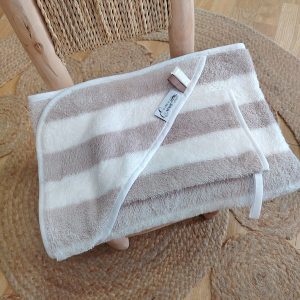 Sortie de bain rayures - beige - ecru