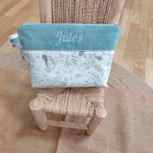 Trousse de toilette animaux - forêt - vert - sauge