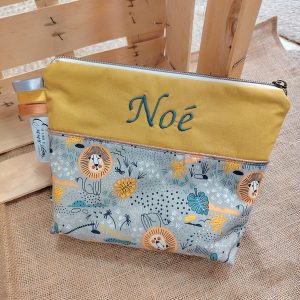 Trousse de toilette lions - moutarde