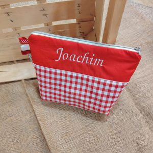 Trousse de toilette vichy - rouge - blanc